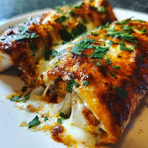 A slice of pizza with cheese and herbs on a white plate.
