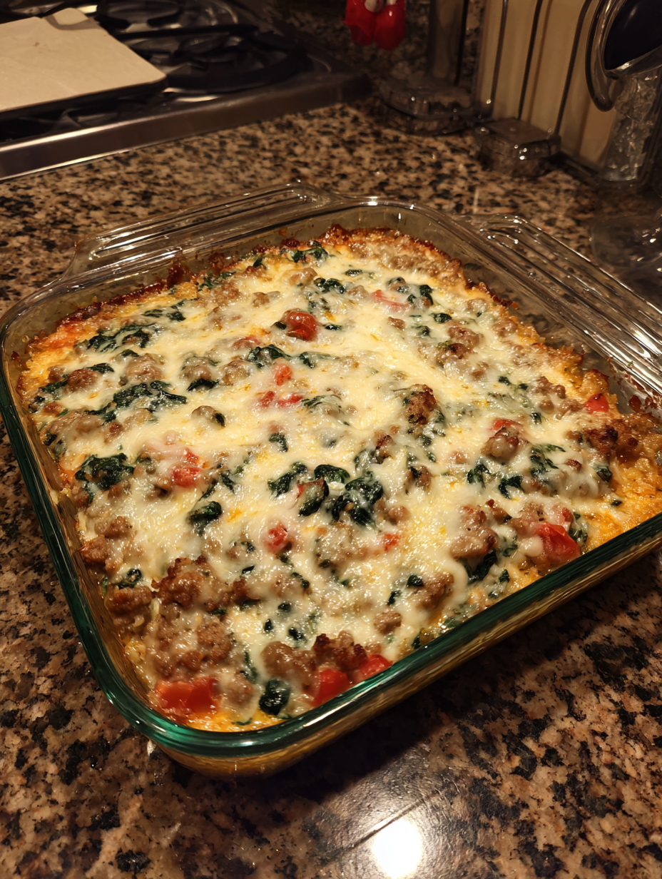 A casserole dish filled with meat and vegetables.