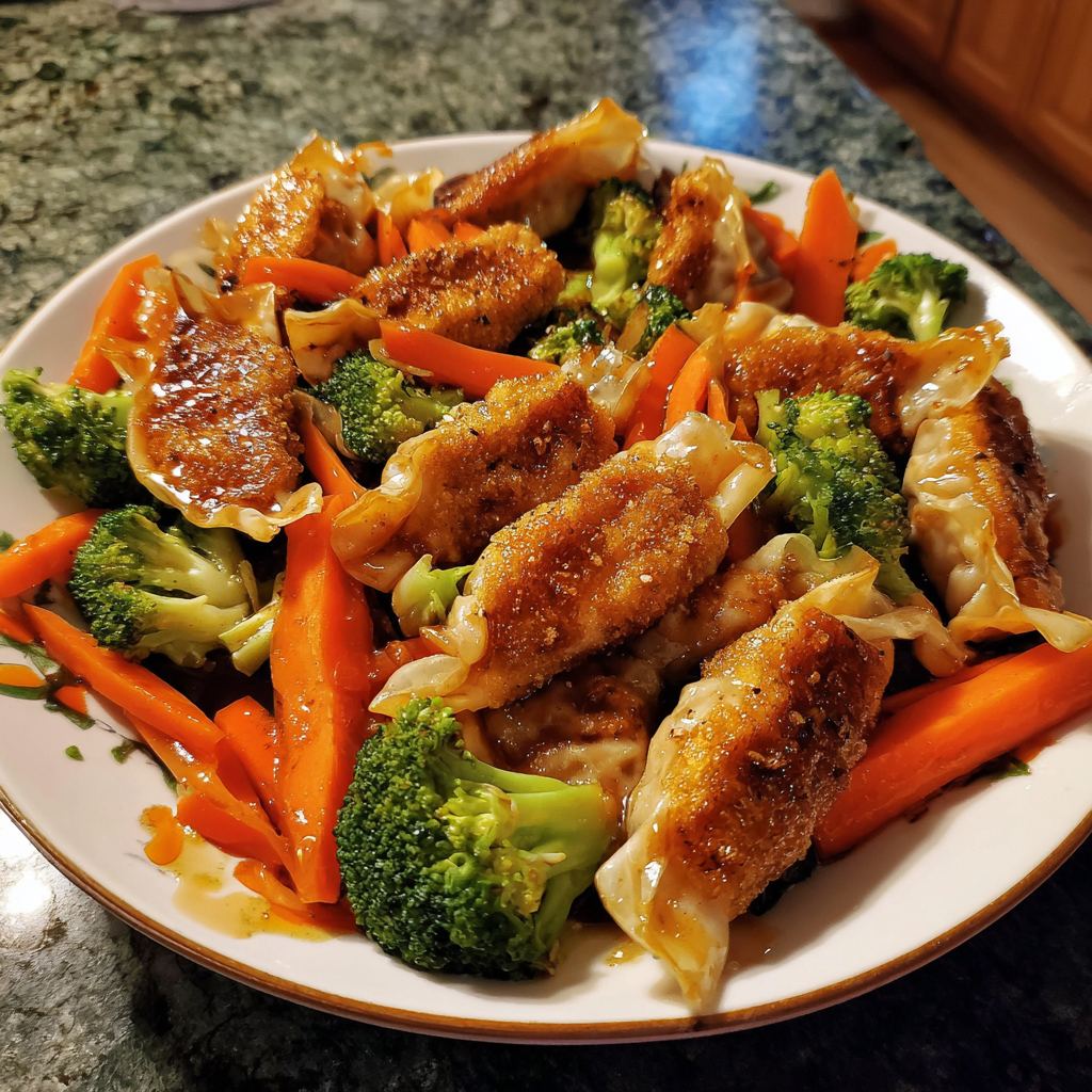A plate of food with broccoli and carrots.