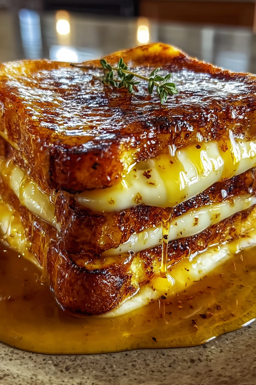 A stack of grilled cheese sandwiches.