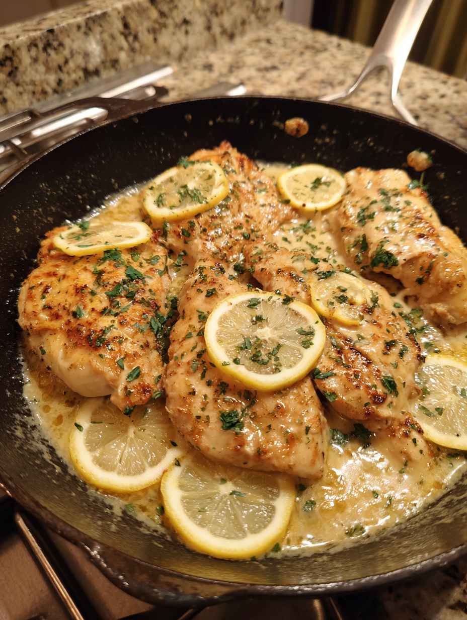 Chicken with lemon and herbs.