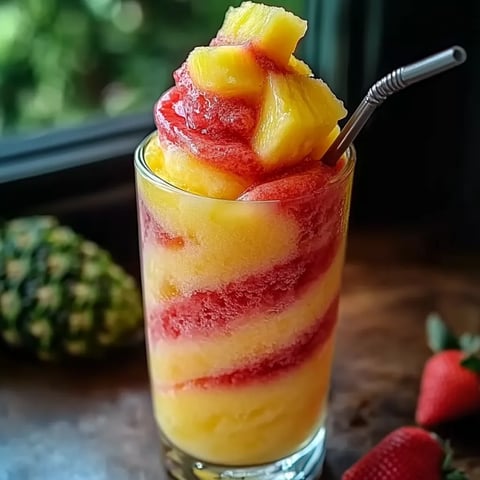 Pineapple Strawberry Swirled Slushies