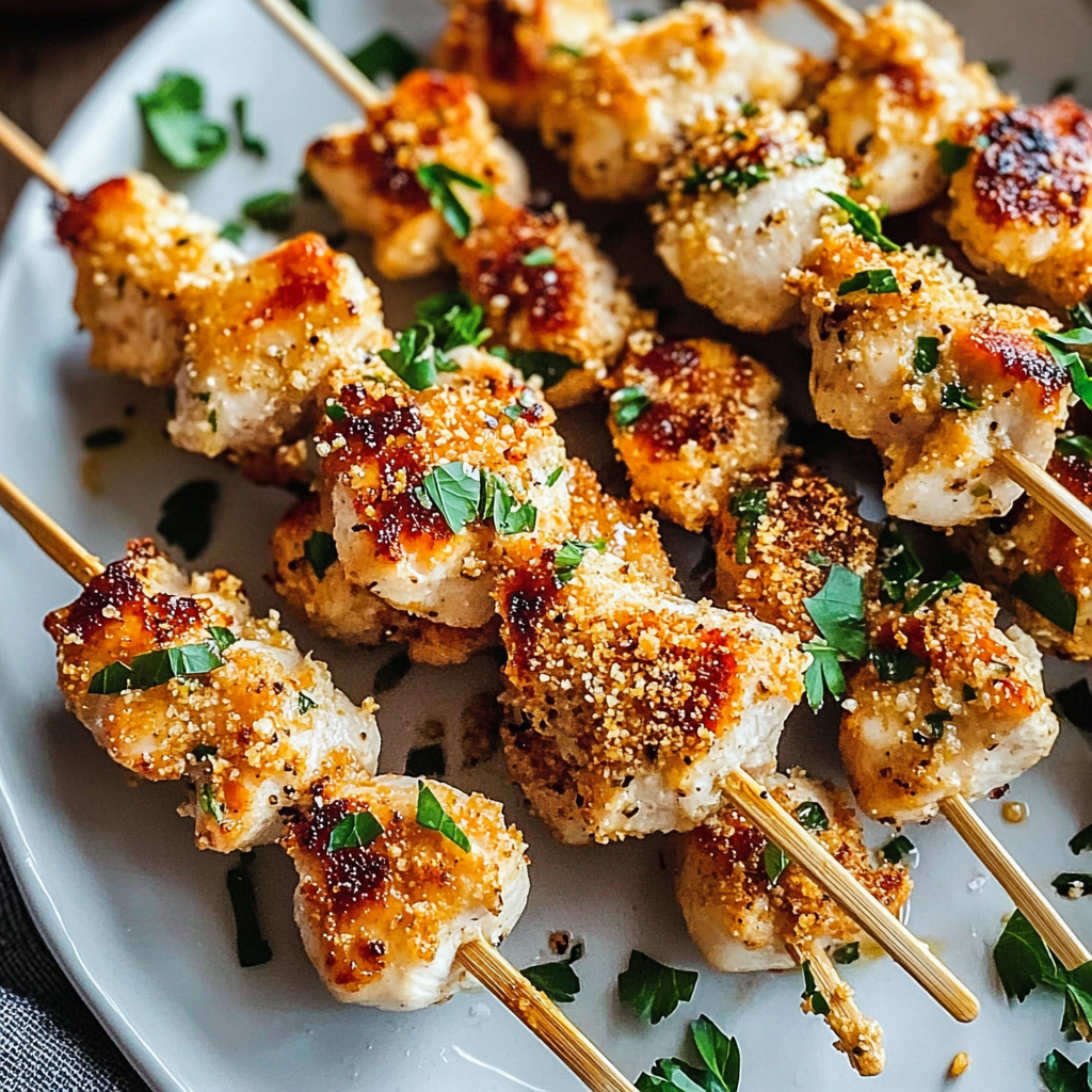 Garlic Parmesan Chicken Skewers