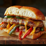 Sausage and Peppers Sandwich with Cheese